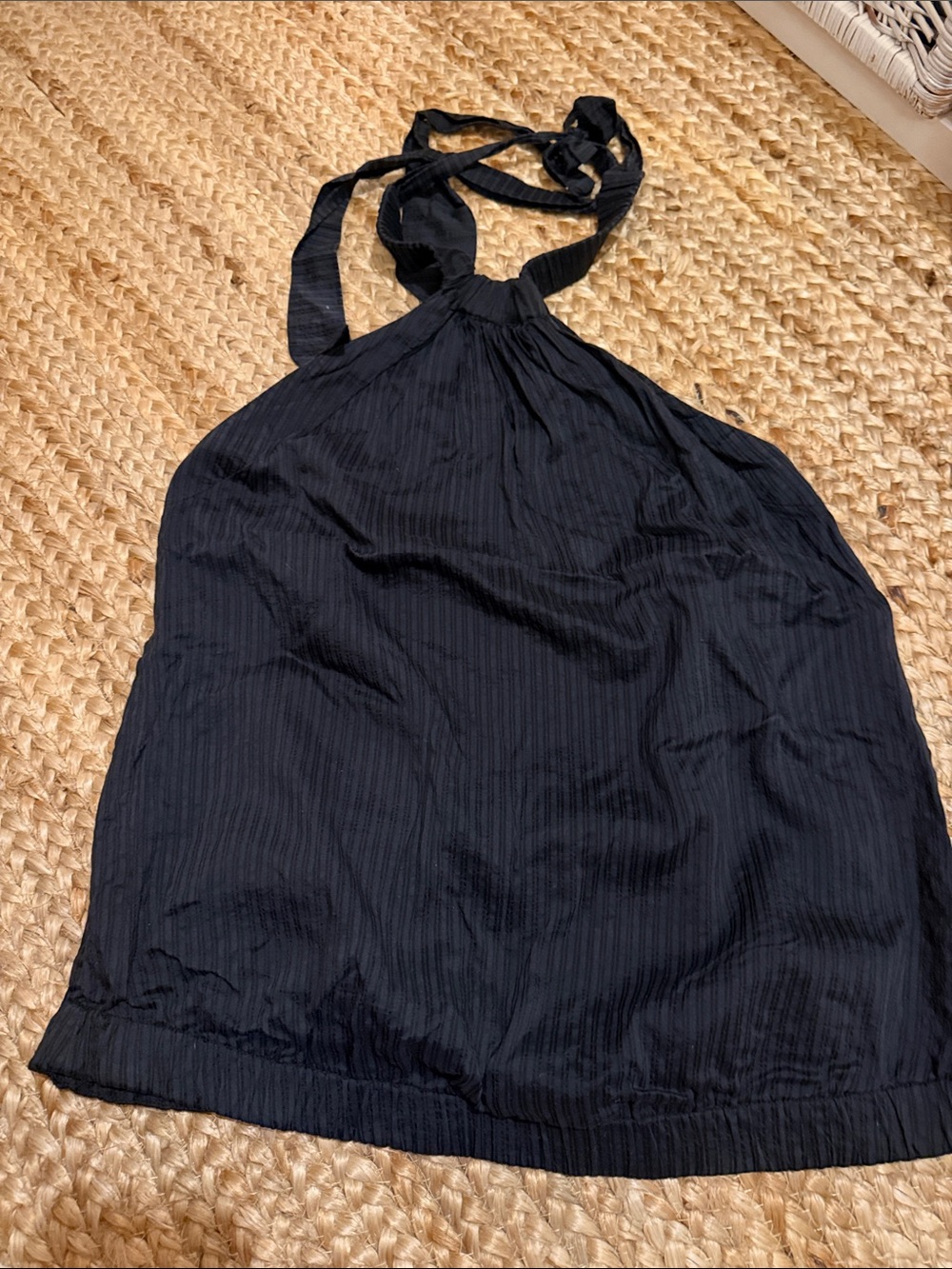 7 For All Mankind Black Textured Sleeveless Top